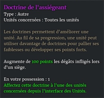 doctrine assiegeant description violet