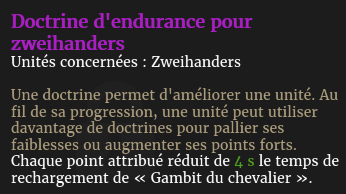 Doctrine endurance pour zweihanders description