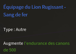 Doctrine équipage lion Sang de fer description