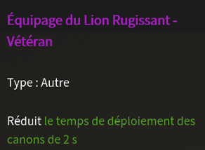 Doctrine équipage lion vétéran description