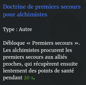 Doctrine premiers secours alchimistes description