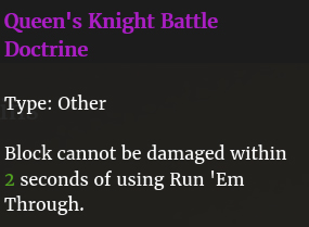 Doctrine bataille chevaliers de la reine description