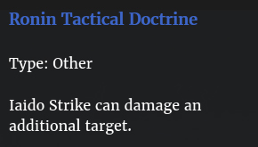 Doctrine tactique ronins description