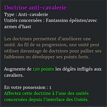doctrine anti cavalerie description violet