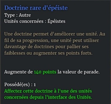 doctrine parade épéiste description bleu